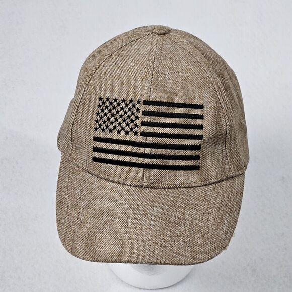 American Flag Hat Beige Brown USA Baseball Cap Patriotism Adjustable Pugs Brand - Picture 1 of 6